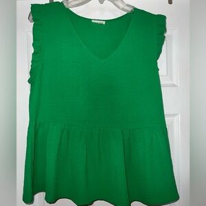 Jodifl Green Ruffled Sleeveless Top